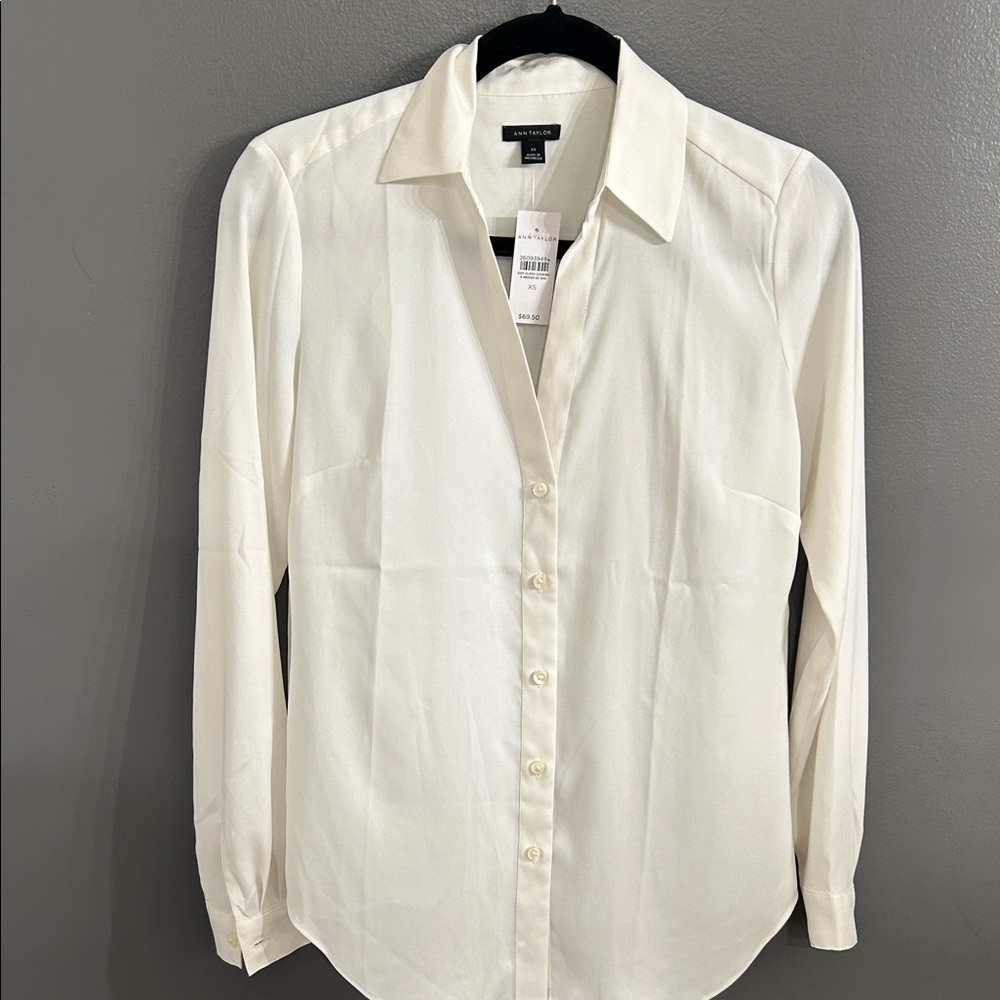 Ann Taylor Semi-Sheer Ivory colored Blouse
